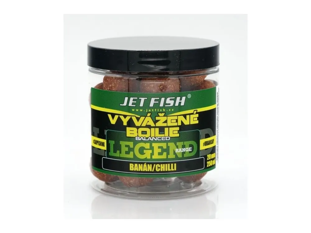 Jet Fish Vyvážené Boilie Legend Range Banán Chilli 250 ml Cenová Bomba