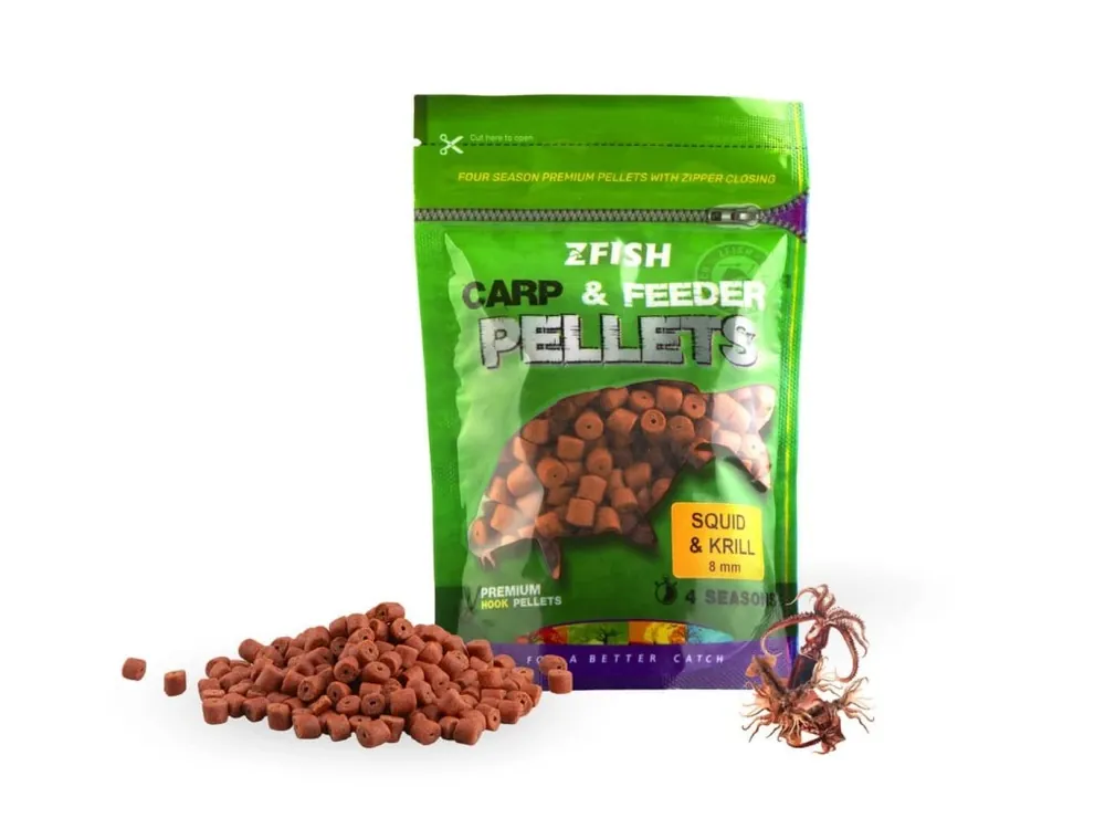 Sleva Zfish Chytací Pelety Carp & Feeder - Squid/Krill 8mm/200g