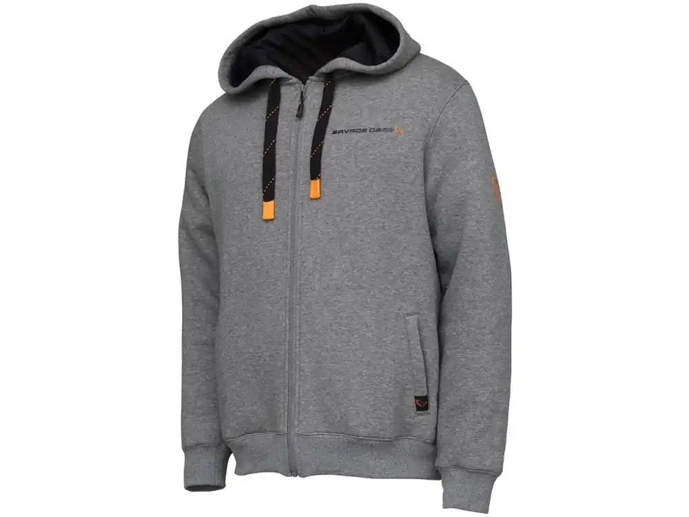 Sezónní Sleva Savage Gear Mikina Classic Zip Hoodie Grey Melange